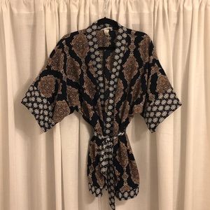 H&M Kimono - Navy, White, Burnt Orange L